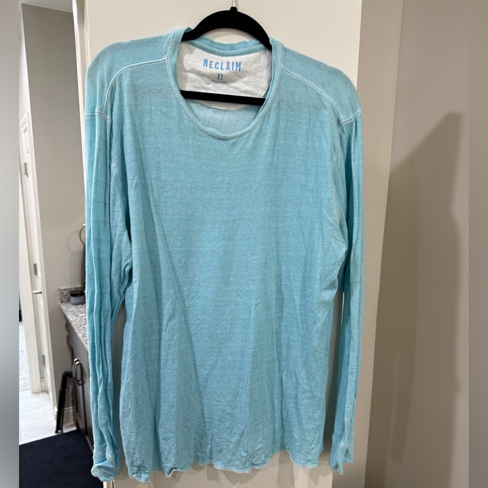 Reclaim Men’s Aqua Teal Heathered Thermal Long Sleeved Shirt